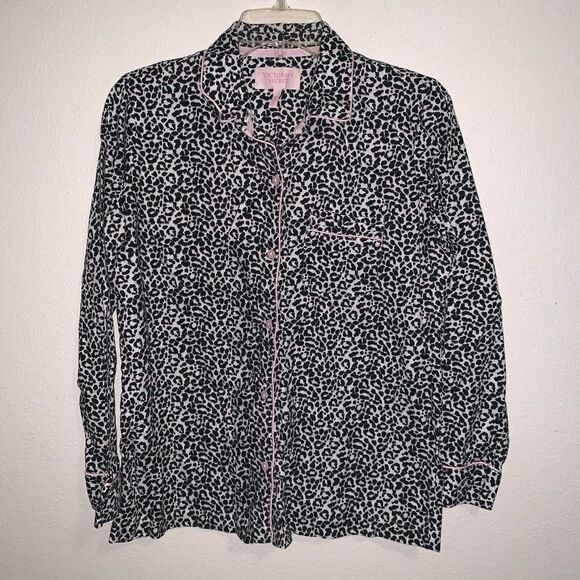 Victorias Secret Mayfair Pajama Shirt Top Leopard - Picture 1 of 8